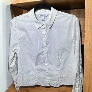 Old Navy M Women’s The Slim Shirt White Cotton Button Up